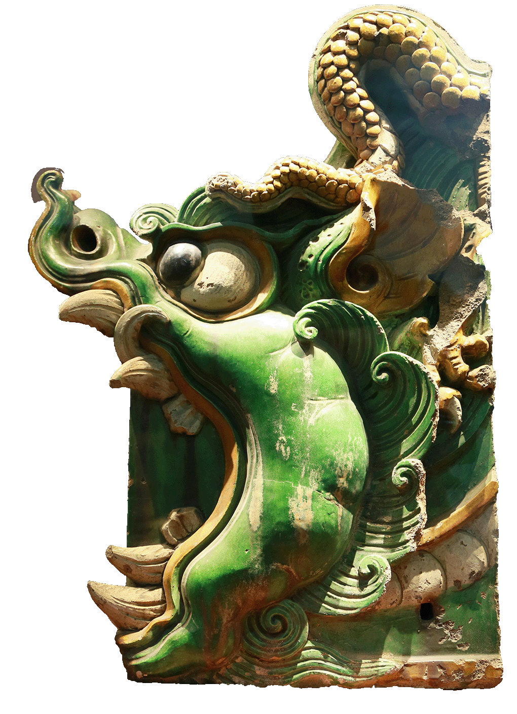 黄绿釉琉璃鸱吻-明代.png